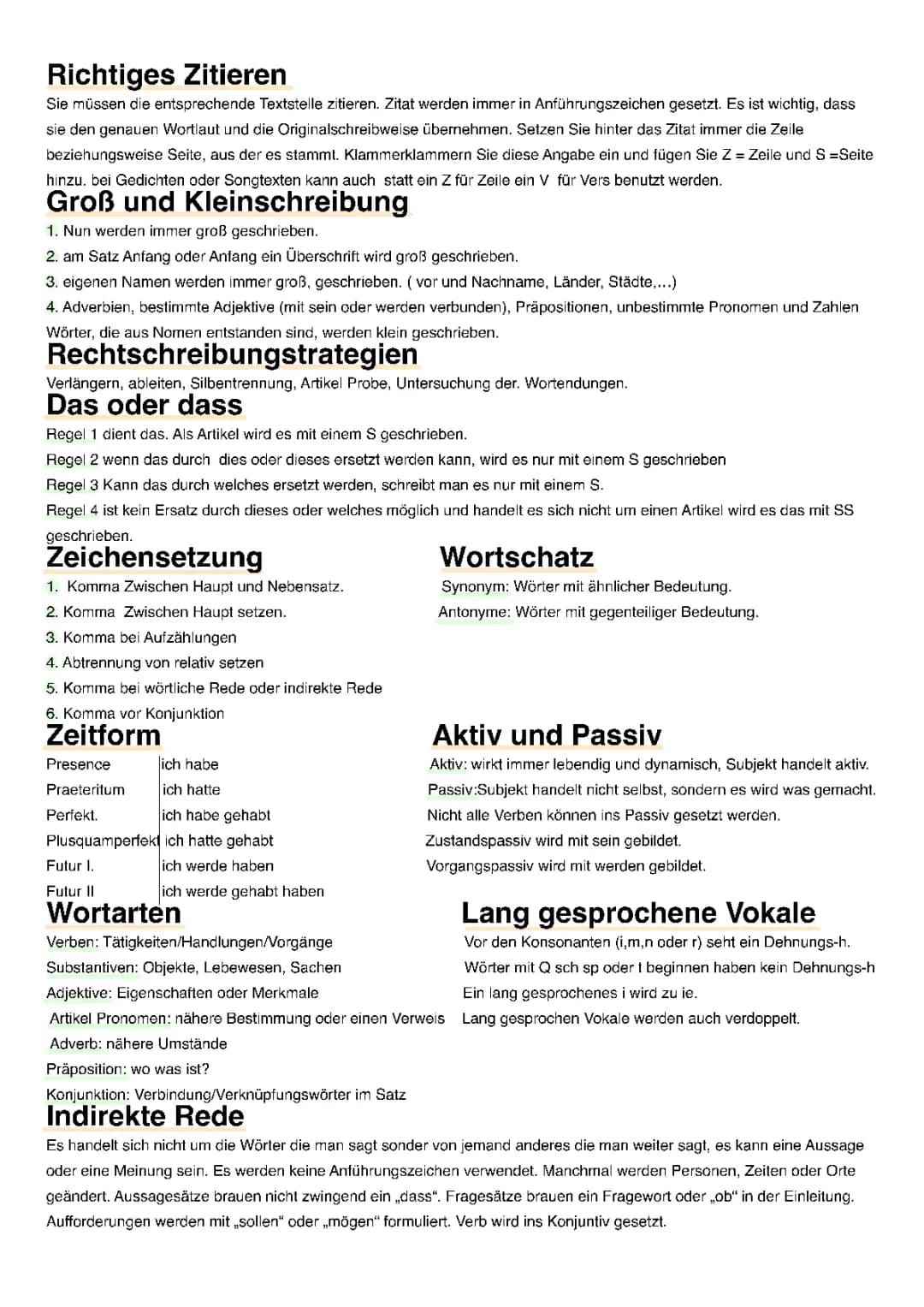 Deutsch Zusammenfassung 
