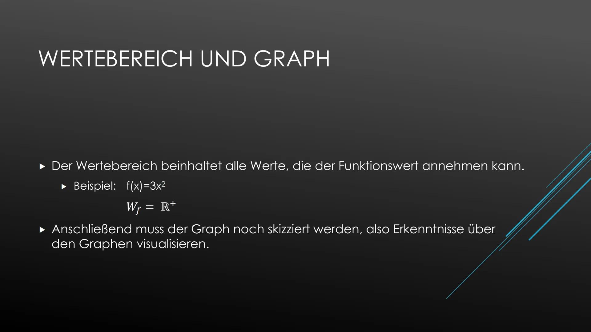 1. Definitionsmenge
Die Definitionsmenge umfasst alle Zahlen, die für x in die Funktion eingesetzt werden dürfen.
Beispiel 1: f(x)=3x²
Df = 