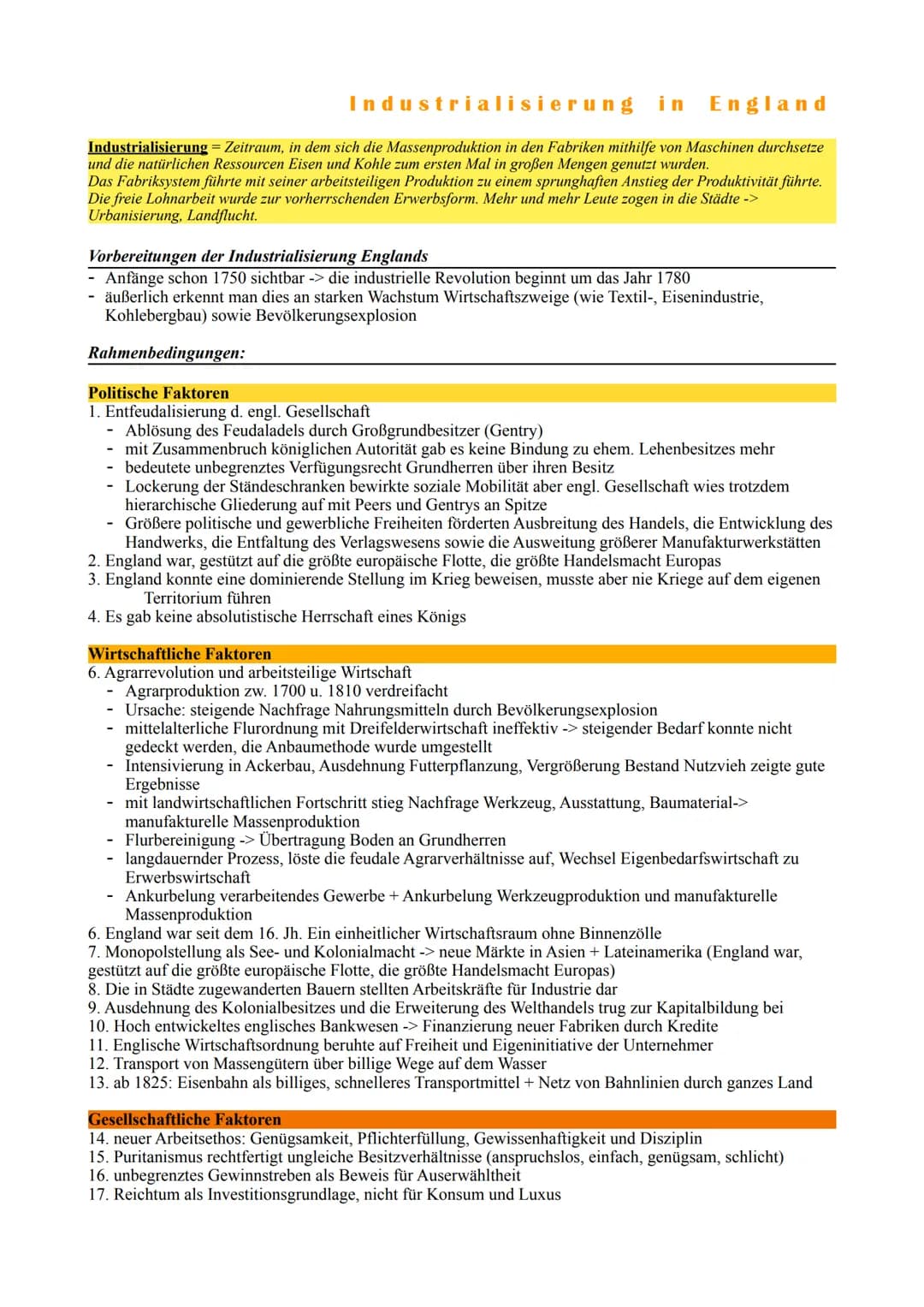 Industrialisierung in England
Industrialisierung = Zeitraum, in dem sich die Massenproduktion in den Fabriken mithilfe von Maschinen durchse