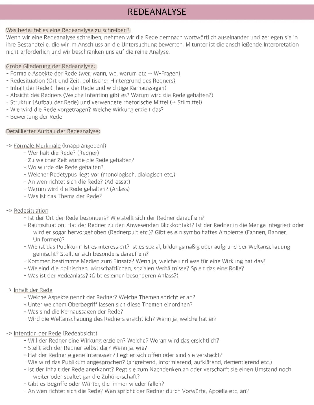 Redeanalyse und rhetorische Mittel 