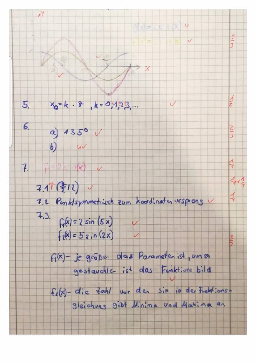 Skizziere mit der Schablone die Funktionen f(x)=sin(x) und g(x)=cos(x) mindestens im Intervall 0 ≤x≤ 2π,
bezeichne die Graphen mit der Funkt