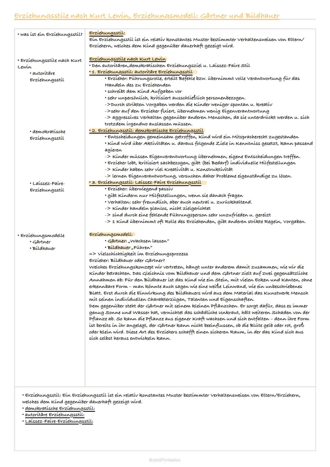 Erziehungsstíle nach Kurt Lewin, Erziehungsmodell: Gärtner und Bildhauer
• was ist ein Erziehungsstil? Erziehungsstil:
• Erziehungsstile nac