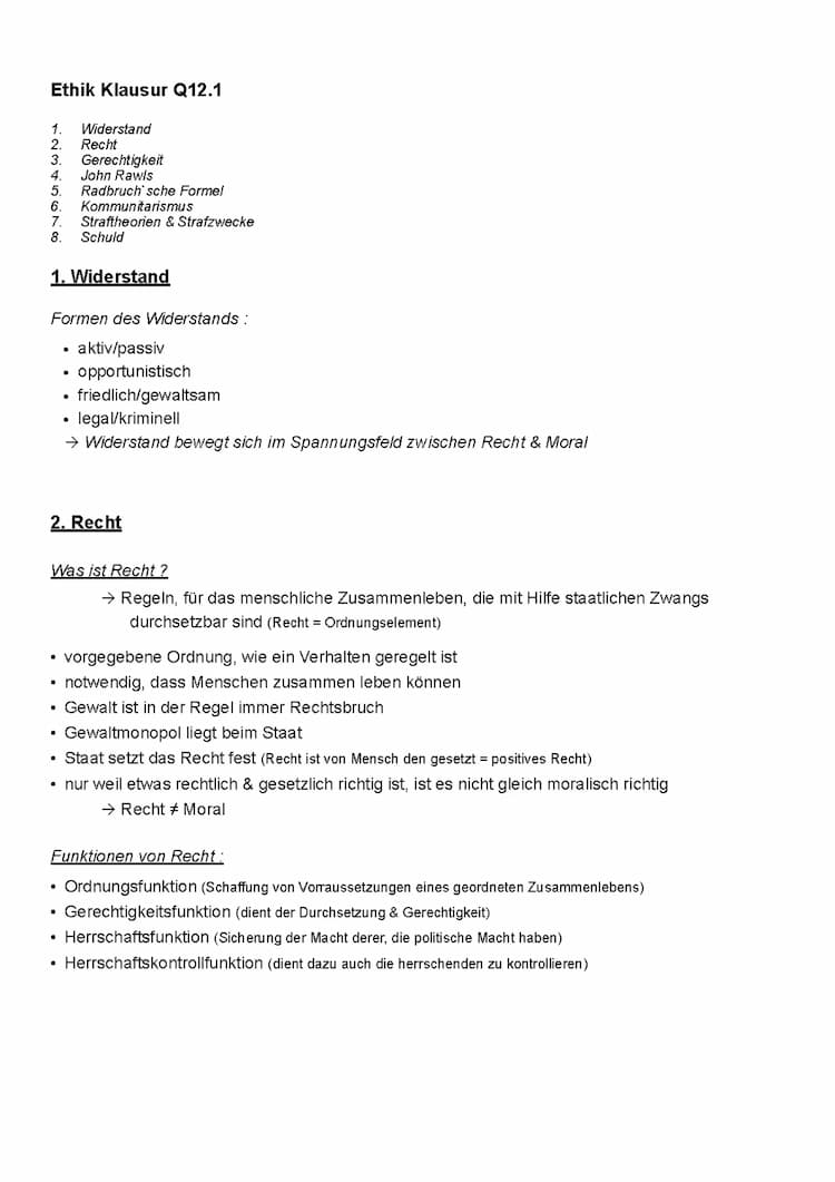 Know Widerstand Recht Gerechtigkeit John Rawls Radbruch`sche Formel Kommunitarismus Straftheorien & Strafzwecke Schuld thumbnail