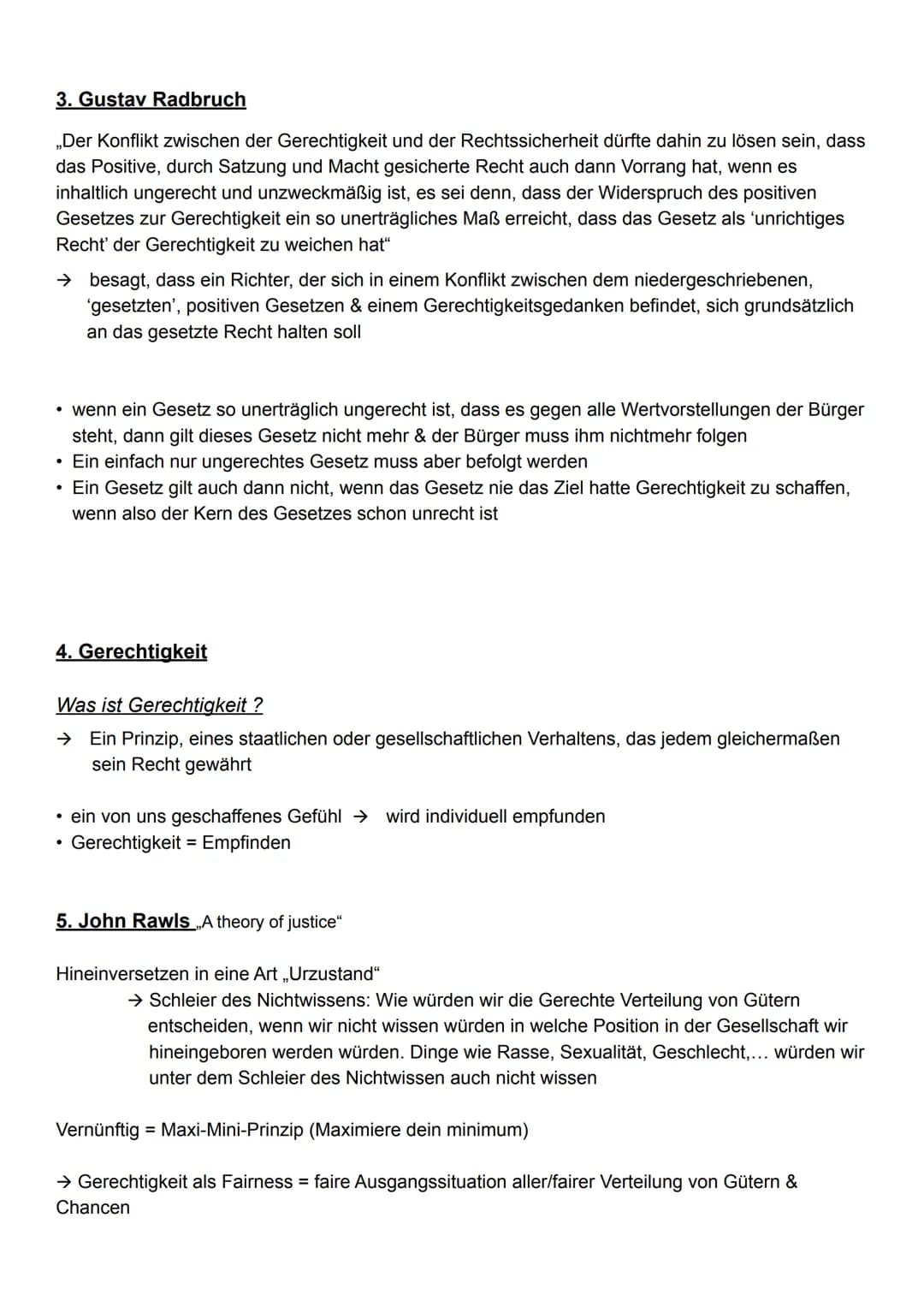 Ethik Klausur Q12.1
1. Widerstand
2. Recht
3. Gerechtigkeit
4. John Rawls
5. Radbruch'sche Formel
6. Kommunitarismus
7. Straftheorien & Stra