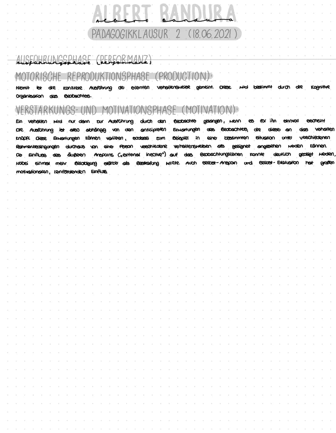 LERNEFFEKTE
Rennessekte
Beim lemen
ALBERT BANDUR A
PADAGOGIKKLAUSUR 2 (18.06.2021)
Modell kann es ພ drei veschiedenen ceneffekten kommen.
DE