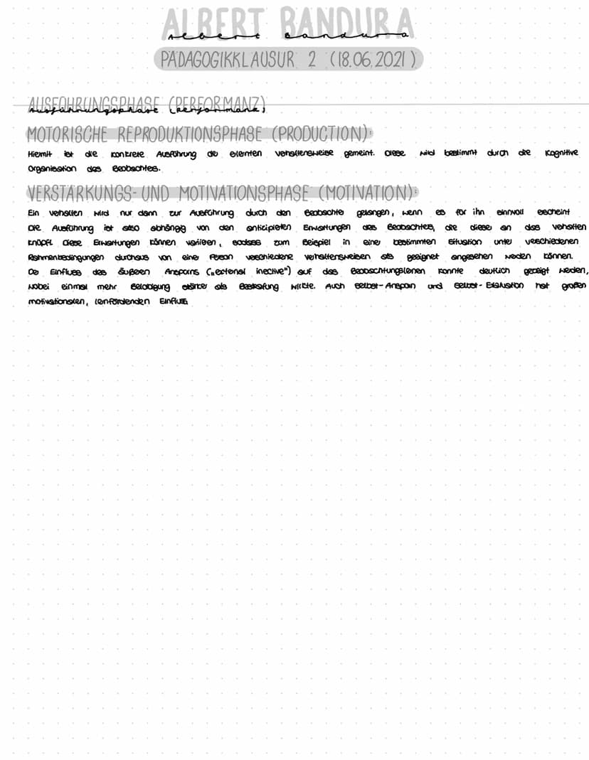 LERNEFFEKTE
Rennessekte
Beim lemen
ALBERT BANDUR A
PADAGOGIKKLAUSUR 2 (18.06.2021)
Modell kann es ພ drei veschiedenen ceneffekten kommen.
DE