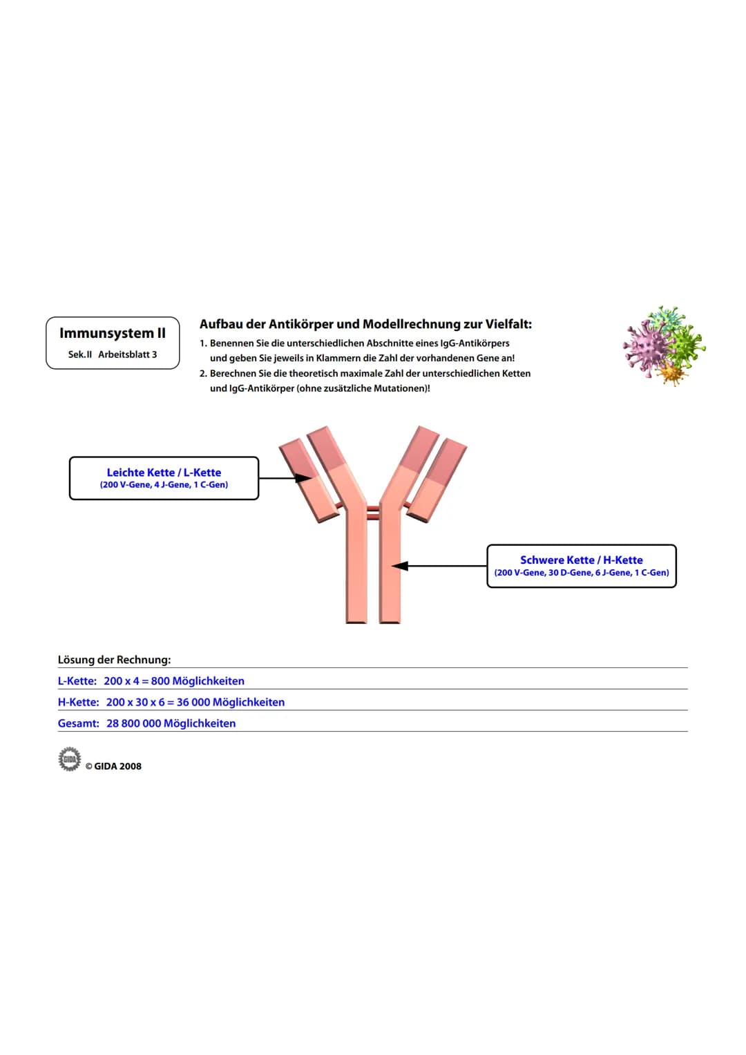 Immunsystem II
Sek.II Arbeitsblatt 1
Zellwand
(Schutz)
EGIDA
Zellmembran
(Ort chemischer
Reaktionen)
Größe
Äußere Hülle
Geißel
Bakterienzell