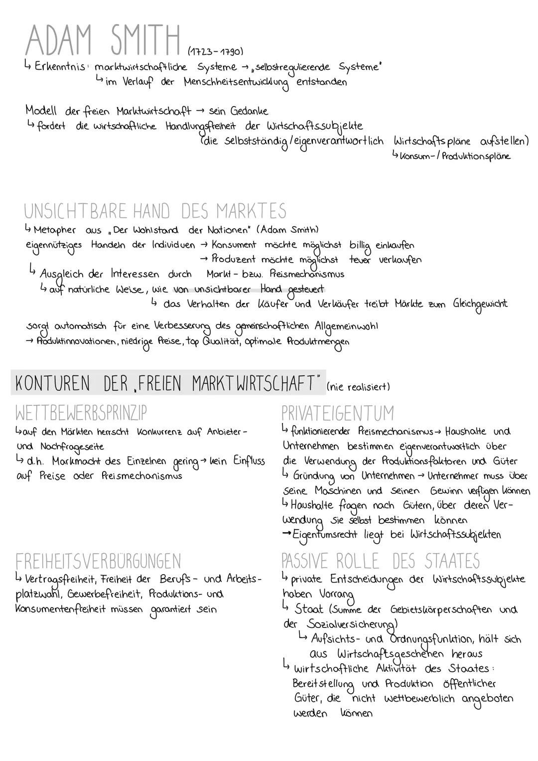 ADAM SMITH
(1723-1790)
↳ Erkenntnis: marktwirtschaftliche Systeme selbstregulierende Systeme
im Verlauf der Menschheitsentwicklung entstande