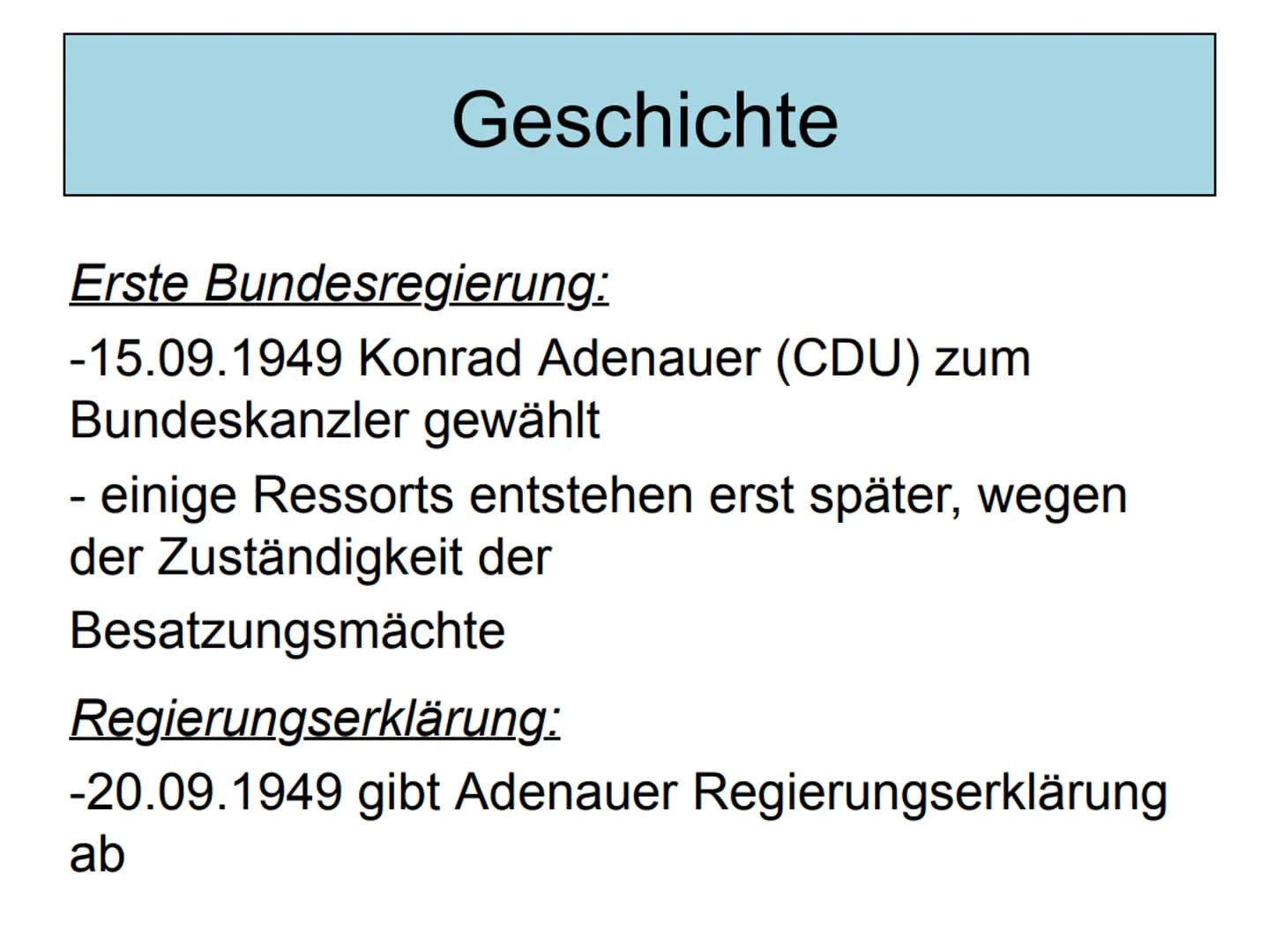 Bundesregierung
Die
Bundesregierung Inhaltsverzeichnis
1. Beschreibung
2. Geschichte
3. Arbeitsprinzipien
(Kanzlerprinzip, Kollegialprinzip,