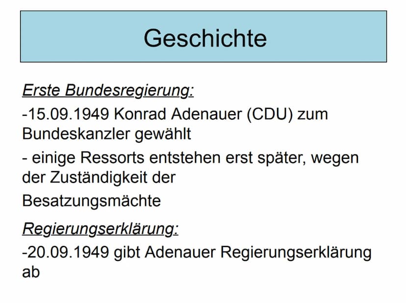 Bundesregierung
Die
Bundesregierung Inhaltsverzeichnis
1. Beschreibung
2. Geschichte
3. Arbeitsprinzipien
(Kanzlerprinzip, Kollegialprinzip,