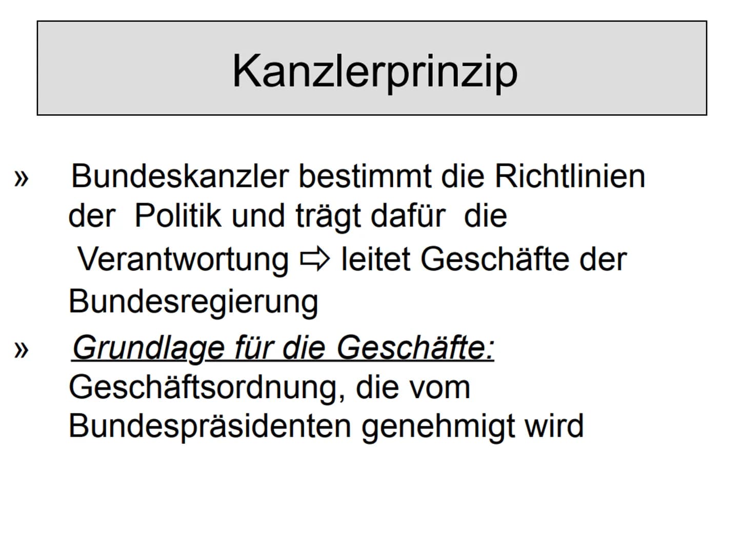 Bundesregierung
Die
Bundesregierung Inhaltsverzeichnis
1. Beschreibung
2. Geschichte
3. Arbeitsprinzipien
(Kanzlerprinzip, Kollegialprinzip,