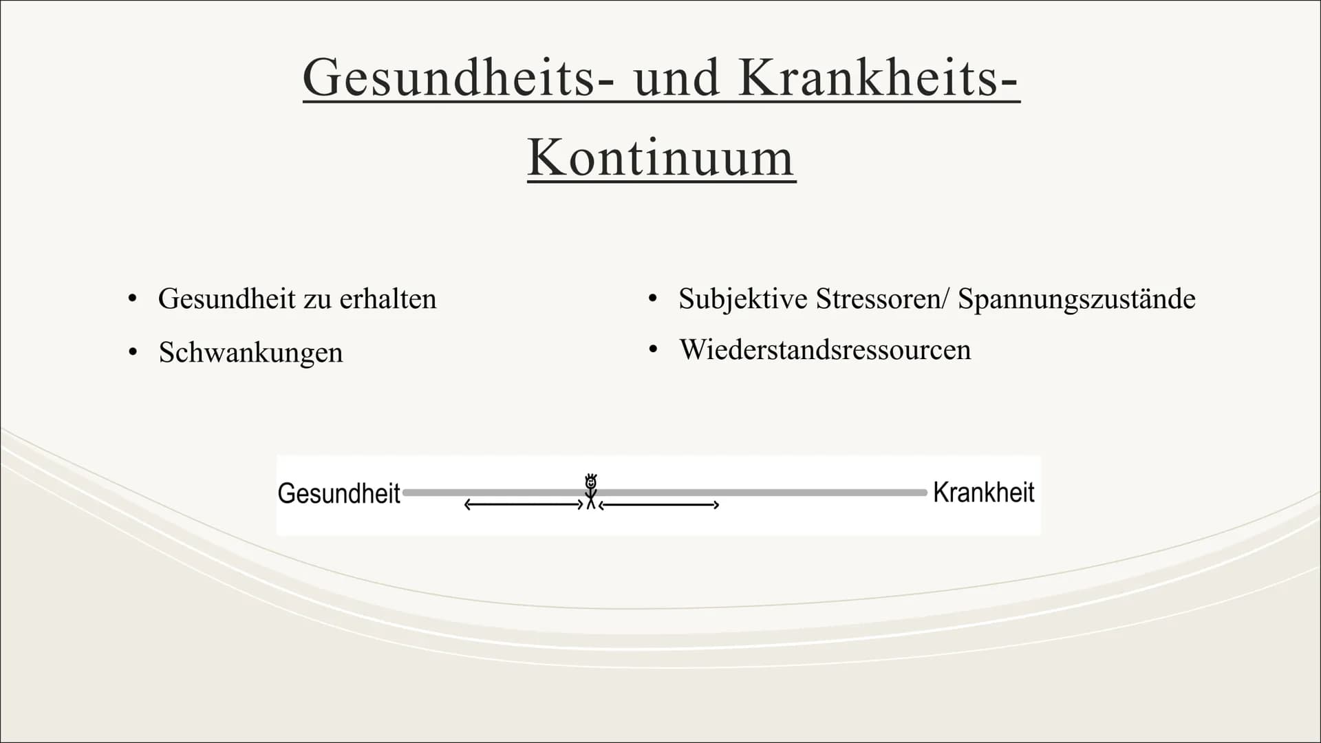Salutogenetisches Modell
Salutogenese -> Gegensatz zur Pathogenese & stellt den Erhaltungsprozess der Gesundheit dar
Der Begriff der Salutog