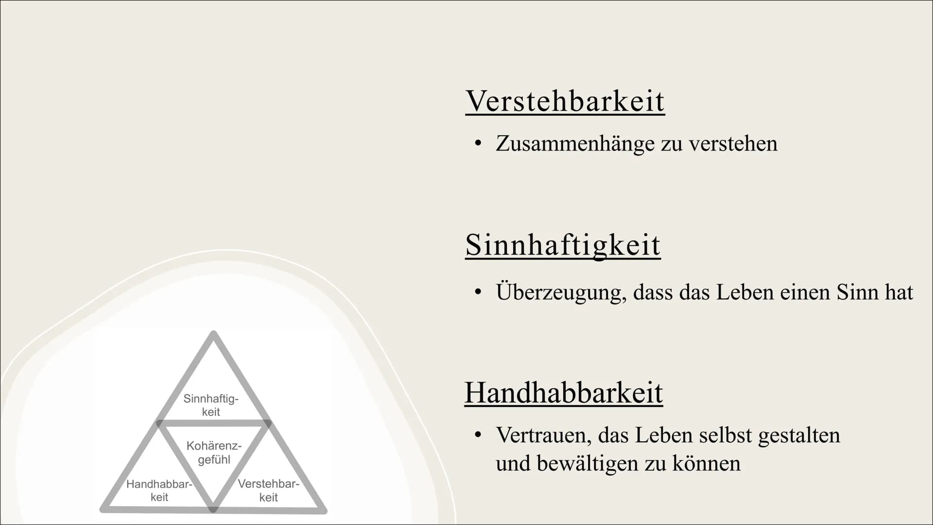 Salutogenetisches Modell
Salutogenese -> Gegensatz zur Pathogenese & stellt den Erhaltungsprozess der Gesundheit dar
Der Begriff der Salutog