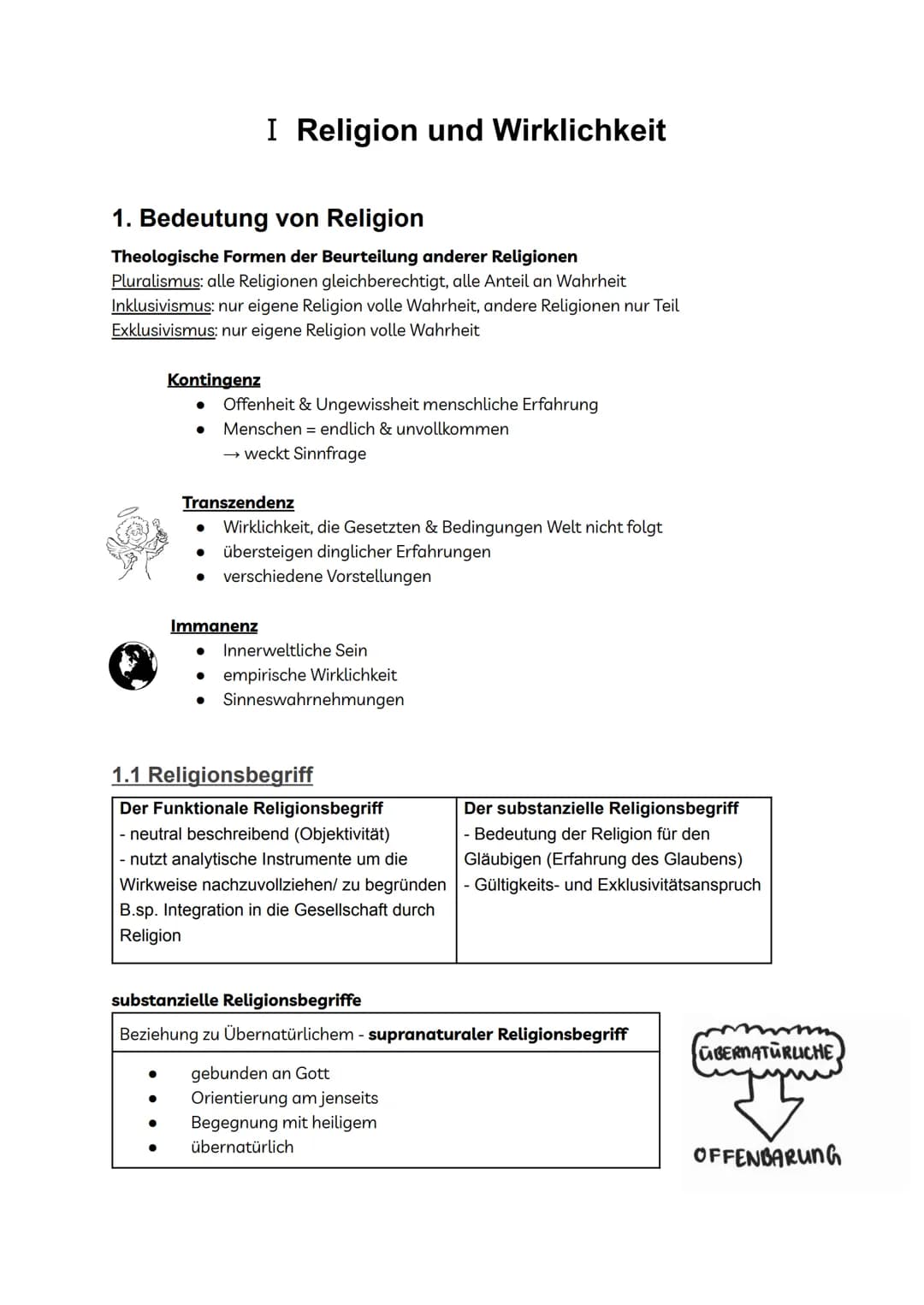 Abitur evangelische Religion
Inhaltsverzeichnis
I Religion und Wirklichkeit
1. Bedeutung von Religion
1.1 Religionsbegriff
1.2 Funktionen vo