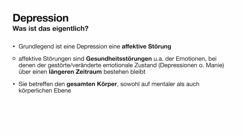 Depressionen
Symptomatik, Therapie & Handlungsmöglichkeiten
Eine Präsentation von Liz & Oliver Depression
Was ist das eigentlich?
Grundlegen