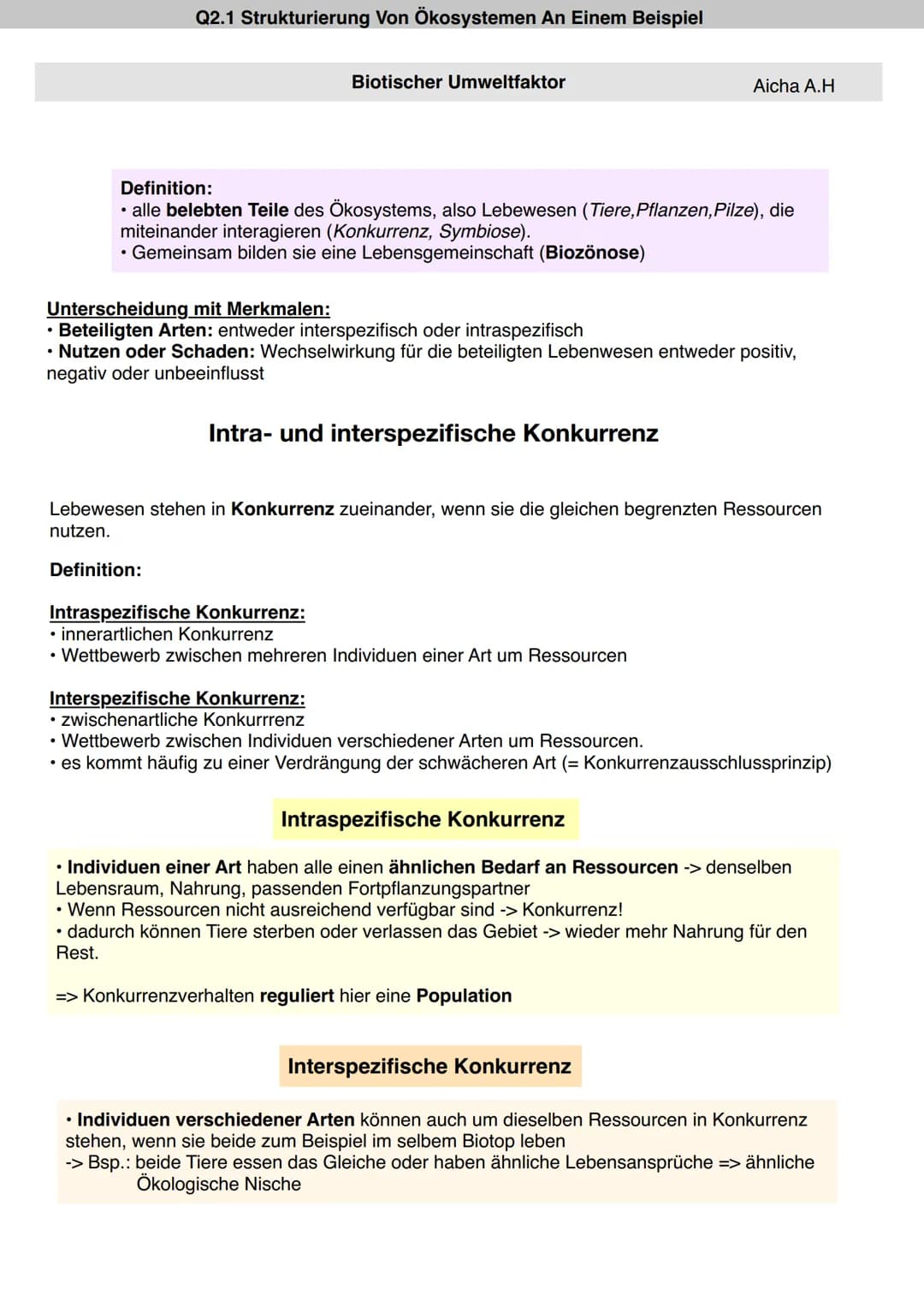 Q2.1 Strukturierung Von Ökosystemen An Einem Beispiel
Definition:
Biotischer Umweltfaktor
Definition:
• alle belebten Teile des Ökosystems, 