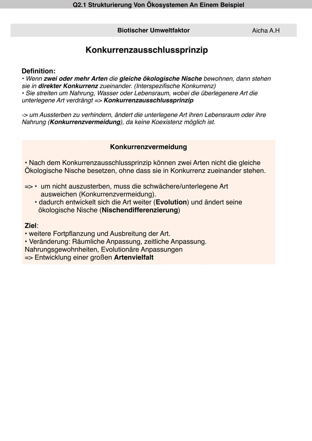Q2.1 Strukturierung Von Ökosystemen An Einem Beispiel
Definition:
Biotischer Umweltfaktor
Definition:
• alle belebten Teile des Ökosystems, 