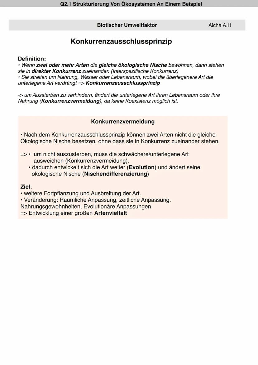 Q2.1 Strukturierung Von Ökosystemen An Einem Beispiel
Definition:
Biotischer Umweltfaktor
Definition:
• alle belebten Teile des Ökosystems, 