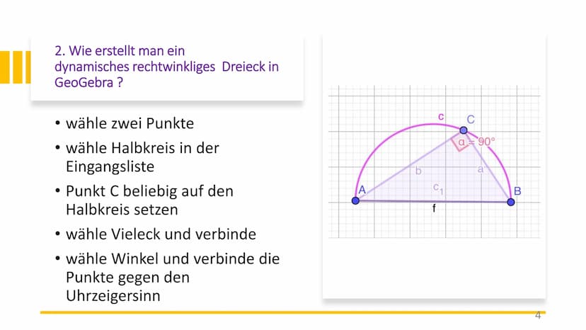 Satz des Pythagoras
auf GeoGebra
1 Inhaltsverzeichnis
Was ist der Satz des Pythagoras und was sind die Bedingungen?
• Wie erstellt man ein d