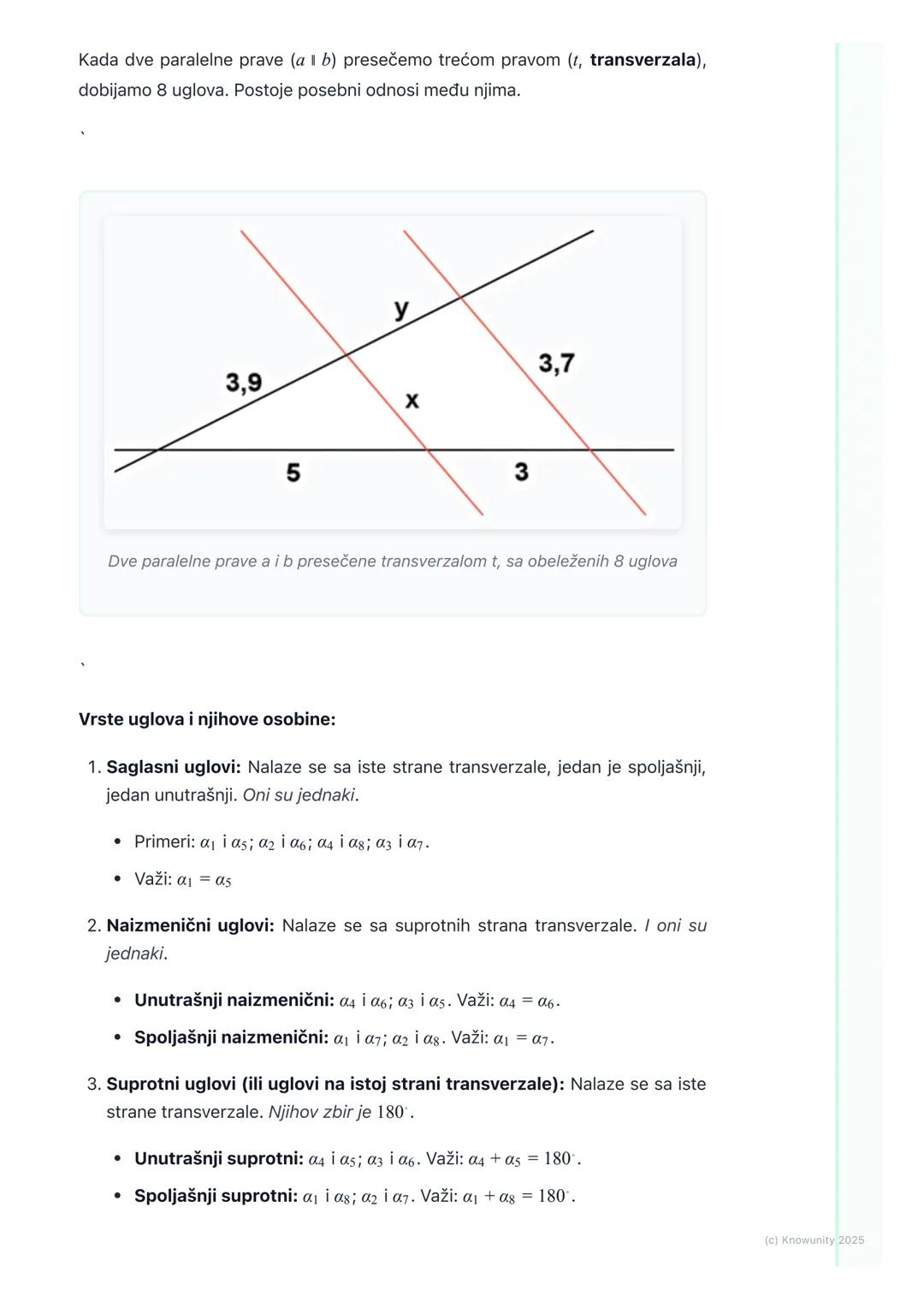 # Ugao

Uvod u uglove

Ugao je deo ravni ograničen sa dve poluprave koje imaju zajedničku početnu
tačku. Te poluprave se zovu kraci ugla, a 