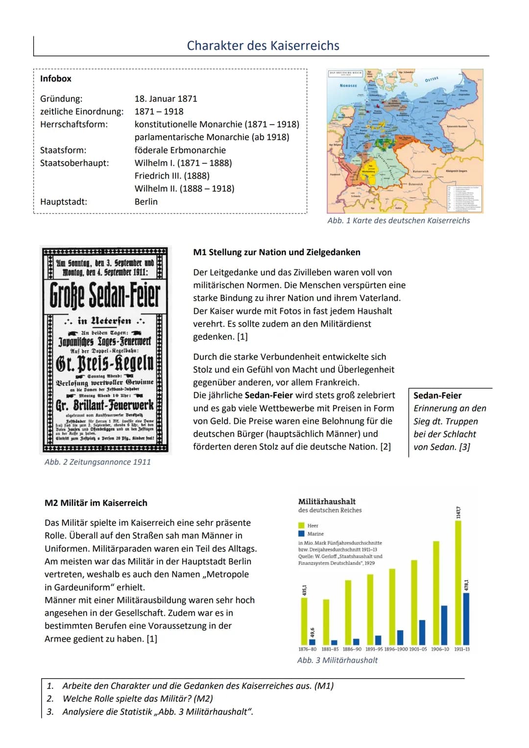 Infobox
Gründung:
zeitliche Einordnung:
Herrschaftsform:
Staatsform:
Staatsoberhaupt:
Hauptstadt:
18. Januar 1871
1871-1918
konstitutionelle
