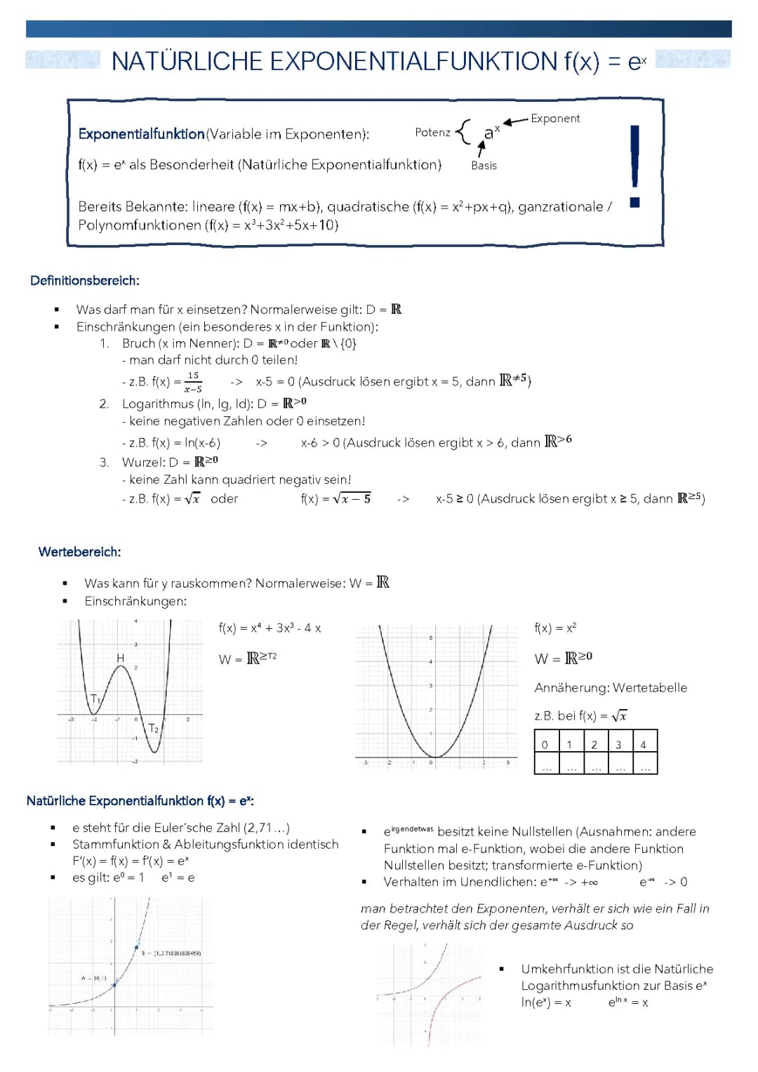 Natürliche Exponentialfunktion Erklärung