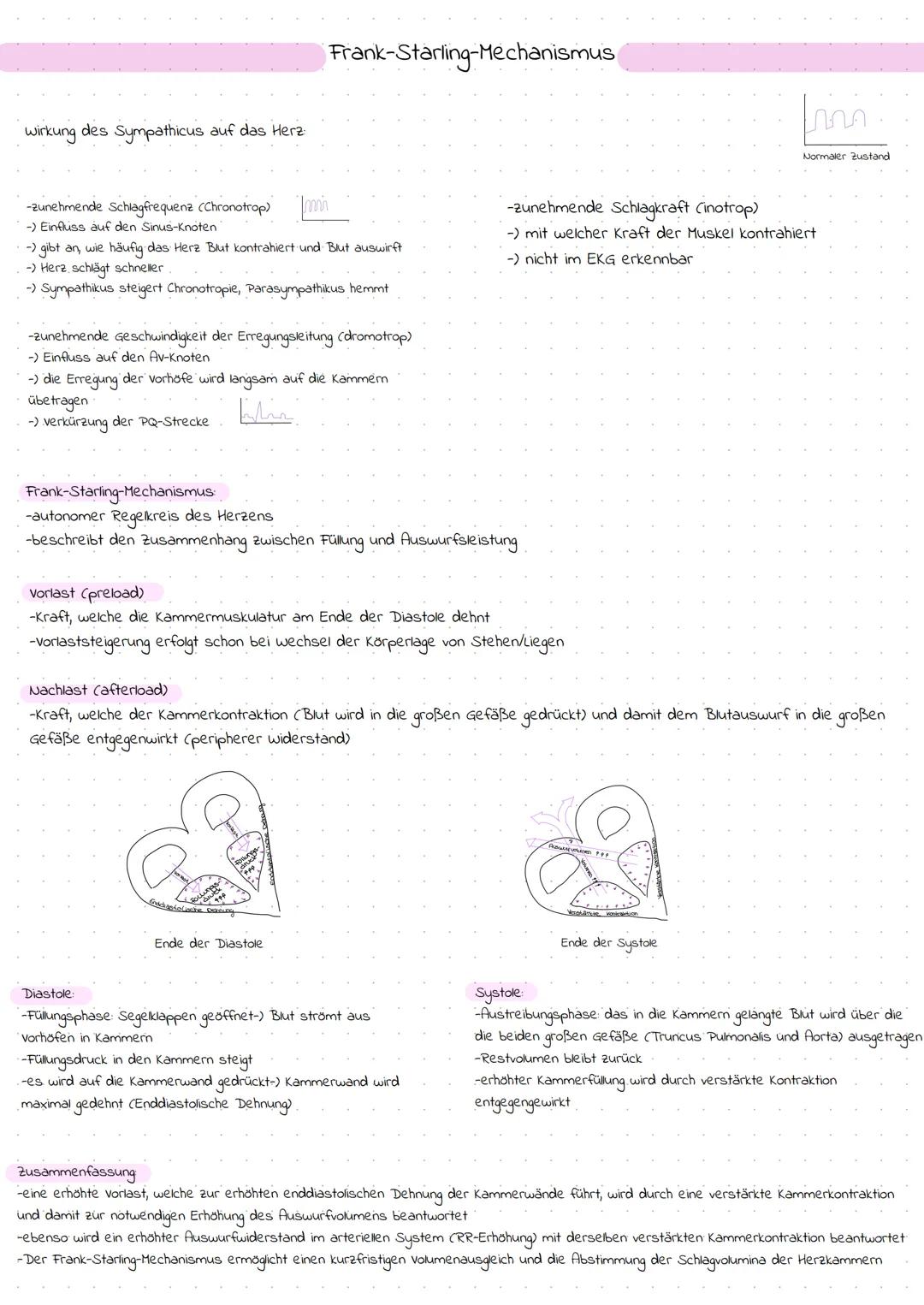 Das Herz

Themenübersicht
-Anatomie des Herzens
-Systole und Diastole
-Frank-Starling-Mechanismus (Vor- und Nachlast)
-Erregungsleitung
-EKG