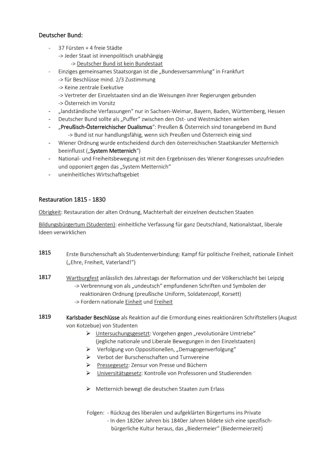 Q1.1 Entstehung, Entwicklung und Unterdrückung der liberal-nationalen
Bewegung im europäischen Kontext (1813/15-1848)
Auswirkung der Napoleo
