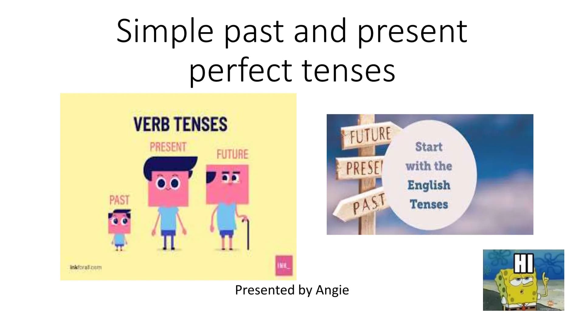 inkloral.com
Simple past and present
perfect tenses
PAST
VERB TENSES
PRESENT
FUTURE
INK
FUTURE
Start
PRESE with the
English
PAST
Tenses
Pres