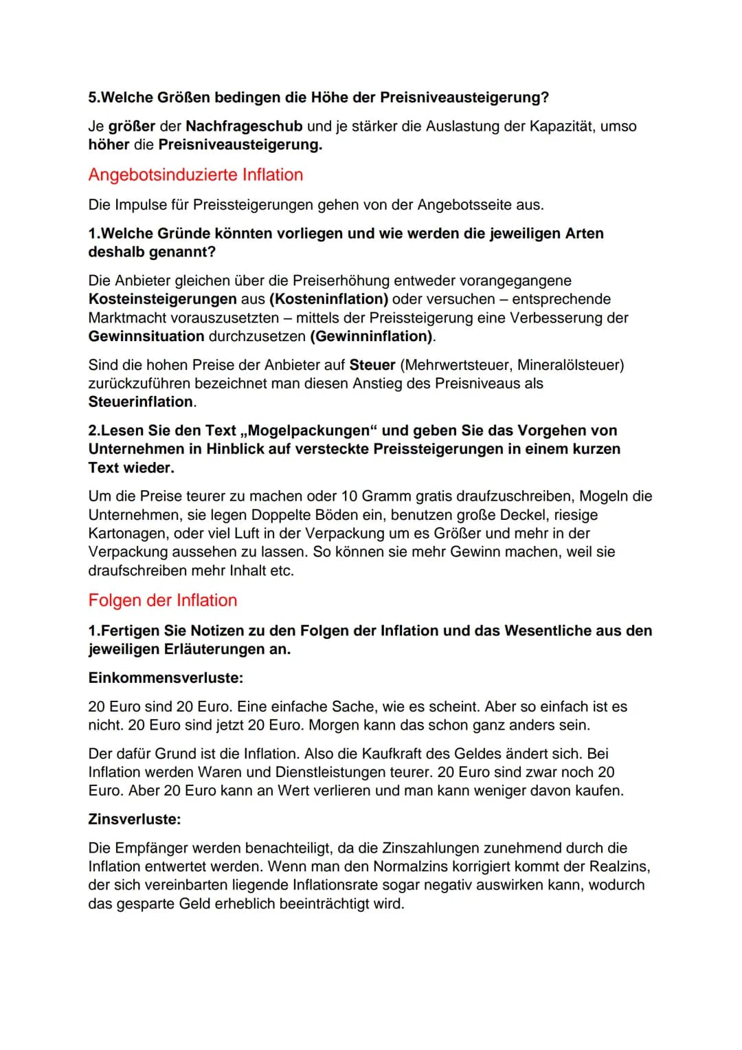 Inflation
Lat.: aufblähen
Man spricht von einer Inflation, wenn das allgemeine Preisniveau steigt, die Produkte
am Markt also teuer werden. 