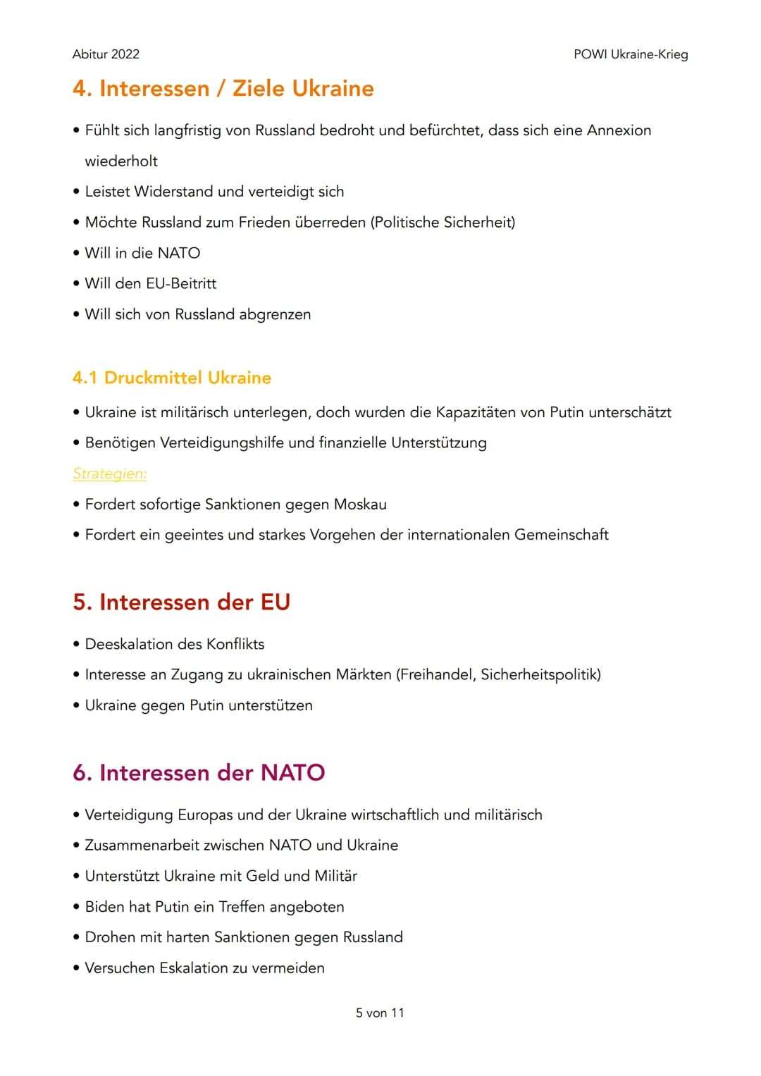 Abitur 2022
1. Geschichtlicher Hintergrund
2. Was will Russland (Putin) wirklich?
1. Abkommen von Minsk
3. Interessen / Ziele Russland
1. Dr