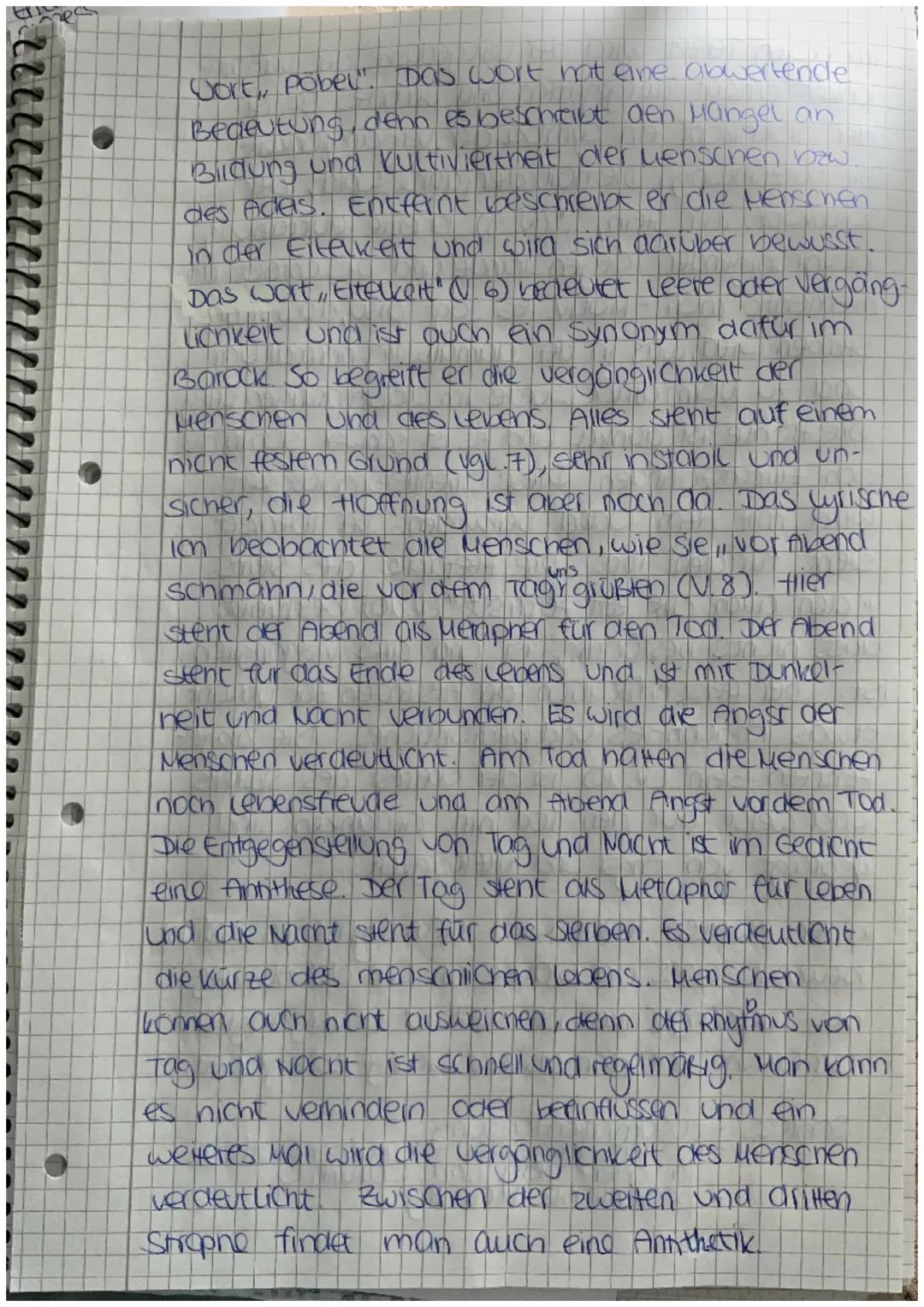 9
Das Sonnet, Einsamkeit aus dem Jahr 1650
und der Epoche des Barocks, schildert der
Dichter Andreas Gryphius die verganglichkeit
der Mensch