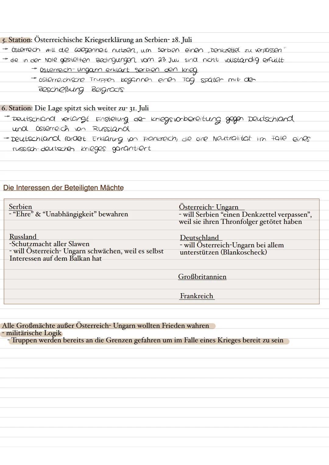 Die Juli-Krise 1914
Die Entwicklung und allmähliche Zuspitzung sowie die Interessen der beteiligten Machte.
Auslöser: Das Attentat von Saraj