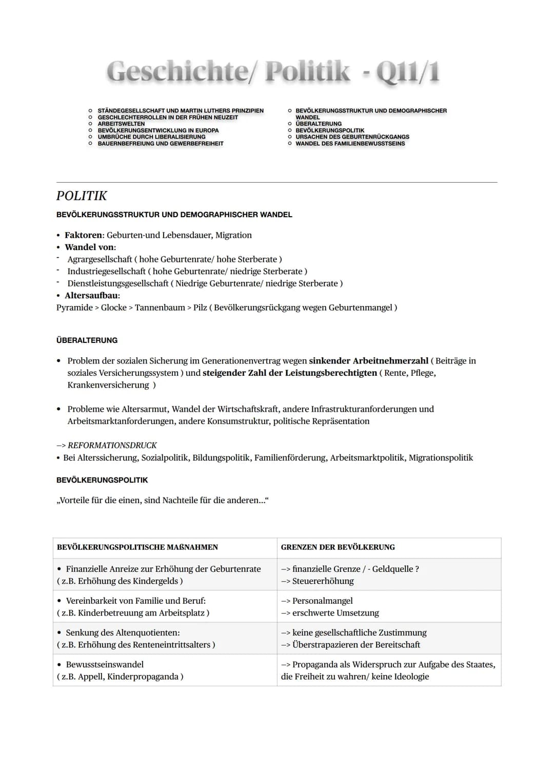 Geschichte/Politik - Q11/1
O STÄNDEGESELLSCHAFT UND MARTIN LUTHERS PRINZIPIEN
O GESCHLECHTERROLLEN IN DER FRÜHEN NEUZEIT
O ARBEITSWELTEN
O B