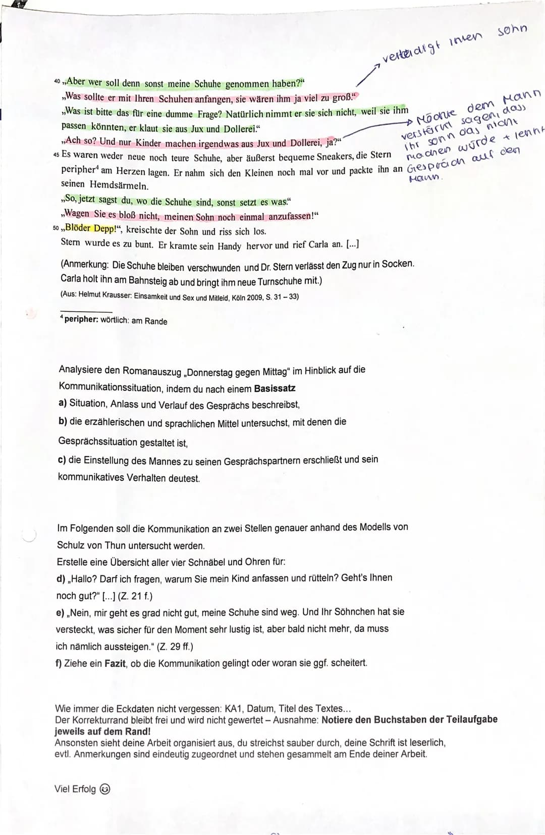 nur Sohn
und
Stern
D 10a/KA 1 / Einen Romanauszug analysieren, Schwerpunkt Kommunikation
Helmut Krausser (geb. 1964)
Donnerstag gegen Mittag