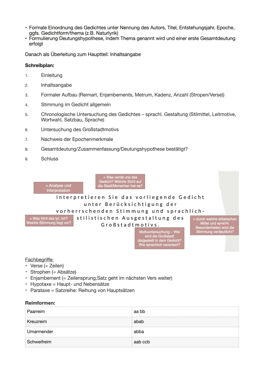 LYRIK
Deutsch LK Abitur Vorbereitung
Merkmale lyrischer Texte:
• Relativ kurzer Text in Versform (Ausnahme Ballade)
Gliederung in Verse und 
