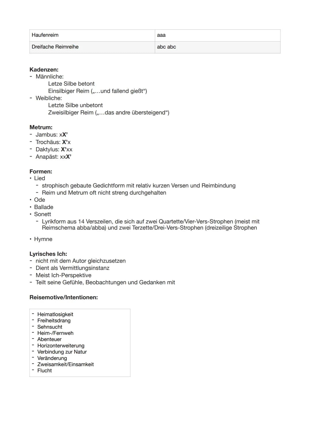 LYRIK
Deutsch LK Abitur Vorbereitung
Merkmale lyrischer Texte:
• Relativ kurzer Text in Versform (Ausnahme Ballade)
Gliederung in Verse und 