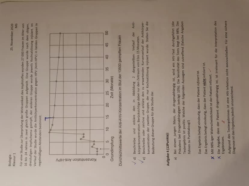 Klausur 1 -K2
Aufgabe 2
a) Ringelblume - Bild 1
b)
Echte kamille - Bild 2
<
く
Aufgabe 3
a) Es handelt sich um einen Virus, da die DNA frei
i