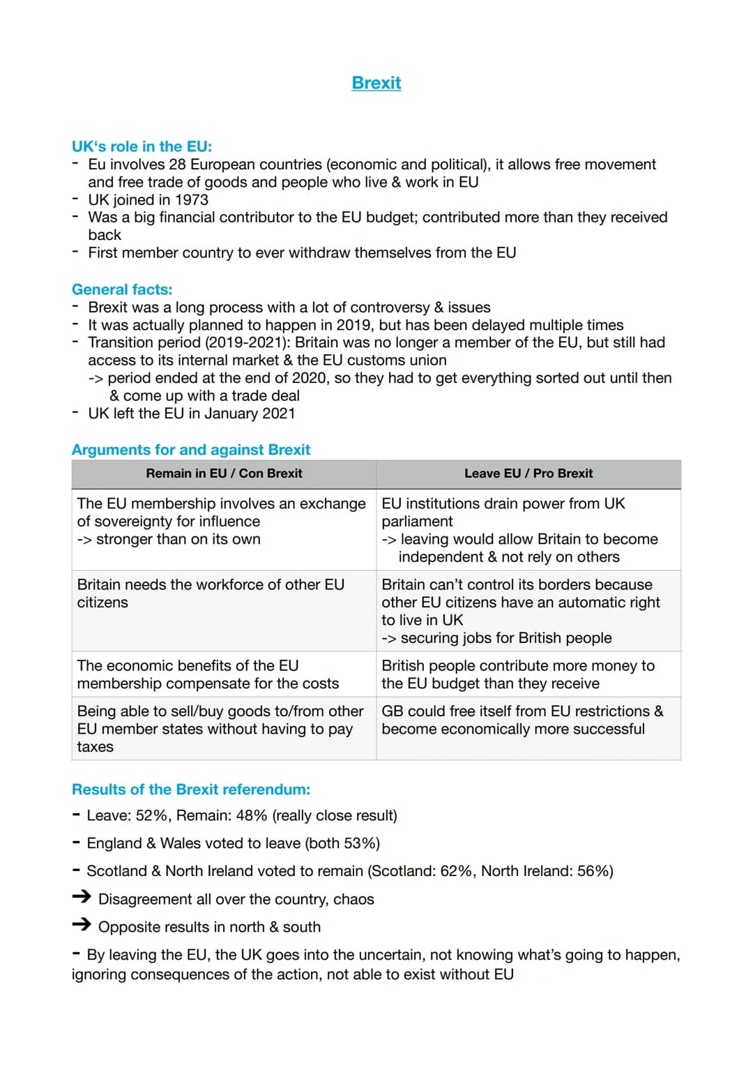 UK's role in the EU:
Eu involves 28 European countries (economic and political), it allows free movement
and free trade of goods and people 
