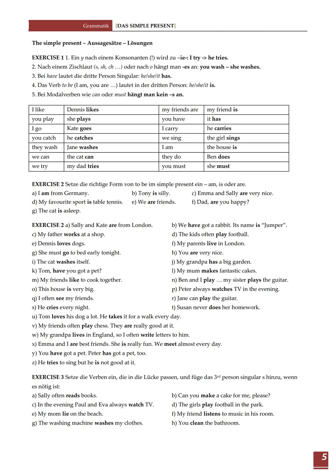 BILDUNG
Modal-
verben
to be
Recht-
schreibung
GEBRAUCH
Signal-
wörter
Grammatik [DAS SIMPLE PRESENT]
das simple present
Das simple present
A