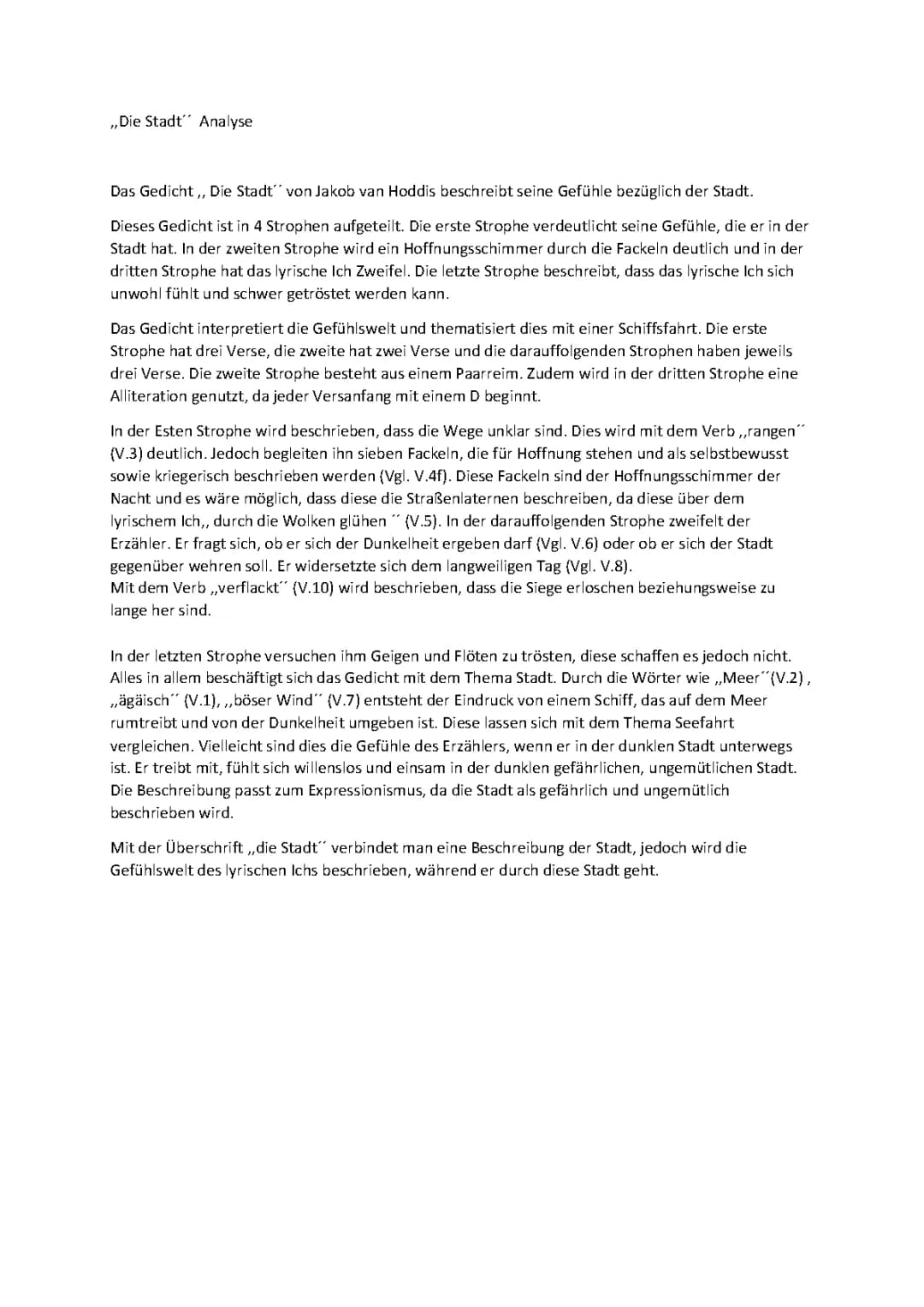 Jakob van Hoddis - Gedichtanalyse Die Stadt: Georg Heym & Theodor Storm
