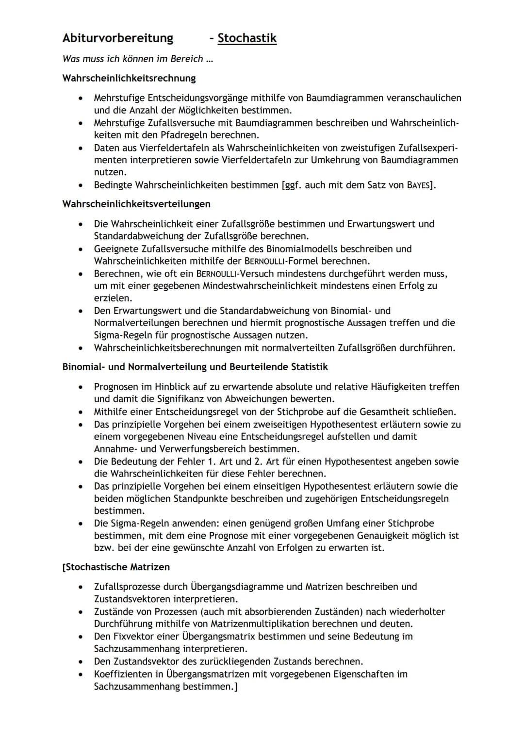 Abiturvorbereitung
Was muss ich können im Bereich ...
Punkte und Vektoren im Raum
●
●
Das Skalarprodukt zweier Vektoren berechnen und damit 