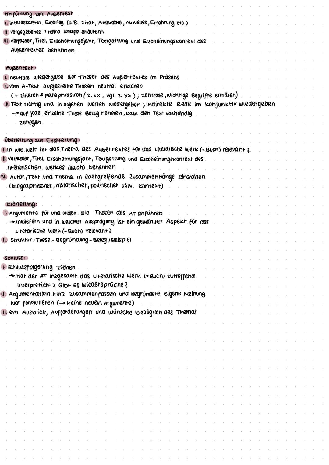 Hinführung zum Außentext
1. interessanter Einstieg (2.B. zitat, Anekdote, Aktuelles, Erfahrung etc.)
11. vorgegebenes Thema knapp erläutern
