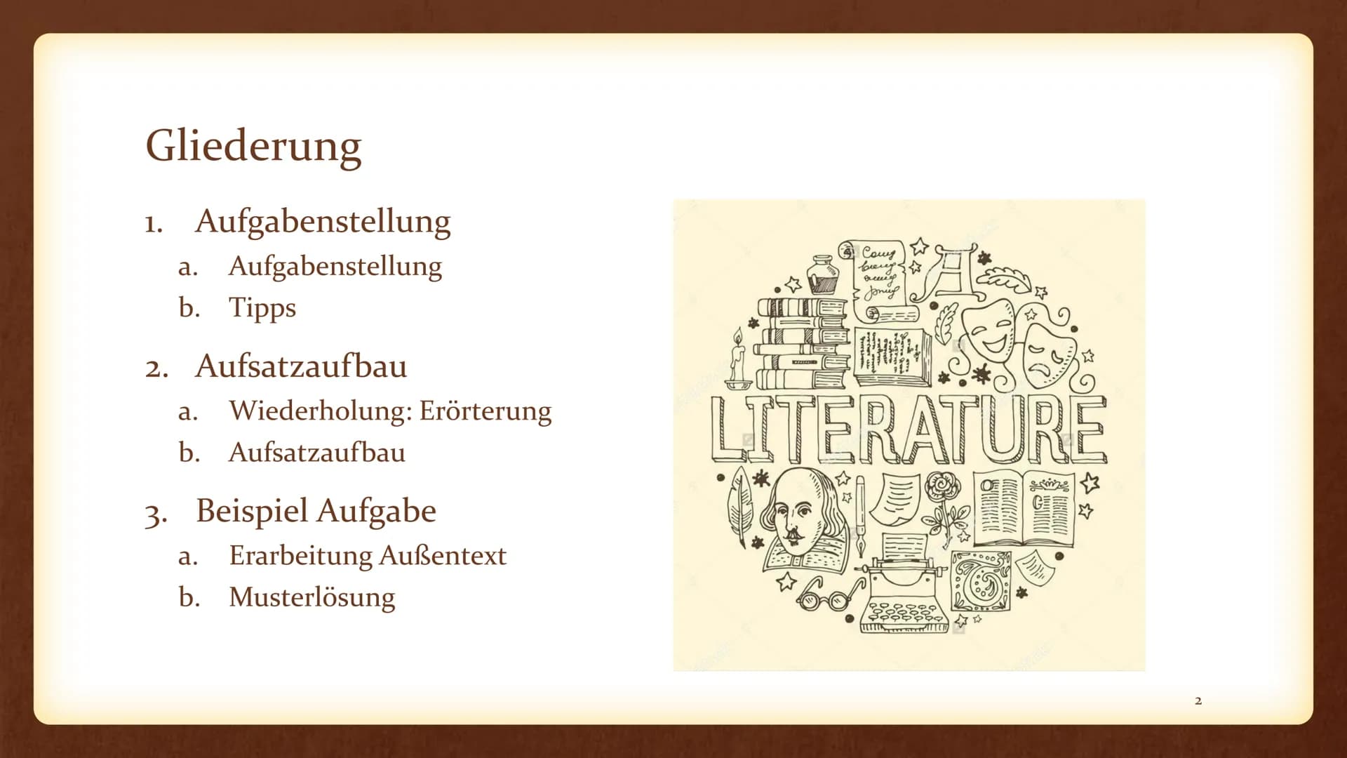 D/KS2
Erörterung eines literarischen Textes - Handout
Aufgabenstellung:
Aufgabe I Erörterung literarischer Texte
IA: Erörterung eines litera
