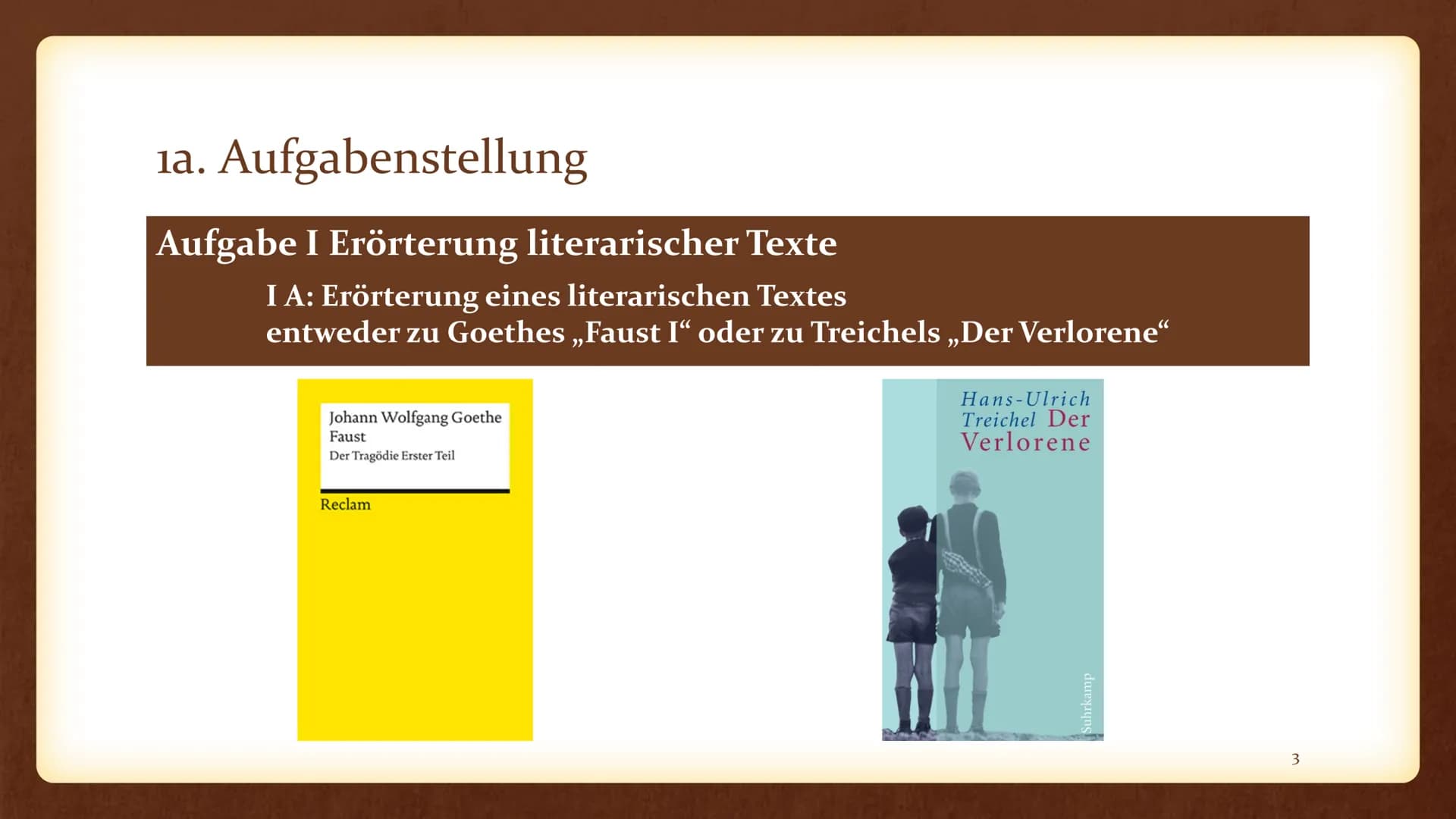 D/KS2
Erörterung eines literarischen Textes - Handout
Aufgabenstellung:
Aufgabe I Erörterung literarischer Texte
IA: Erörterung eines litera