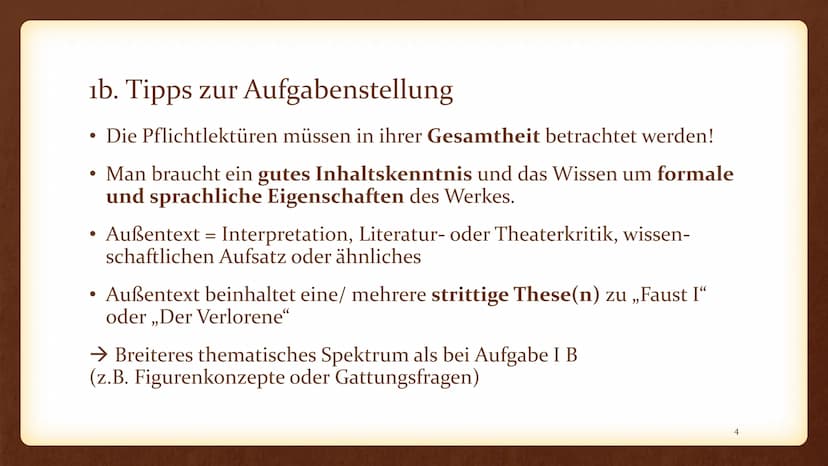 D/KS2
Erörterung eines literarischen Textes - Handout
Aufgabenstellung:
Aufgabe I Erörterung literarischer Texte
IA: Erörterung eines litera