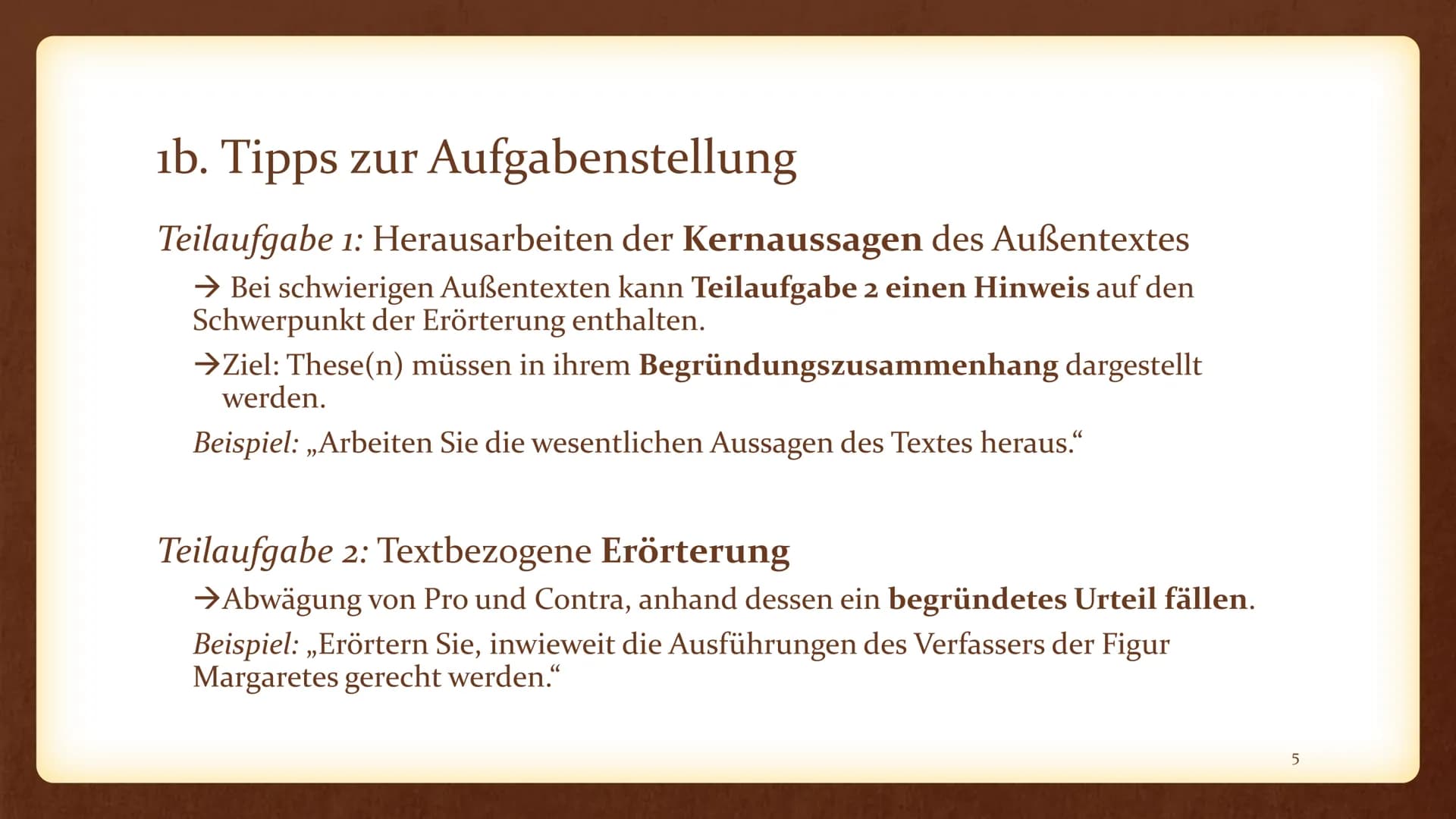 D/KS2
Erörterung eines literarischen Textes - Handout
Aufgabenstellung:
Aufgabe I Erörterung literarischer Texte
IA: Erörterung eines litera