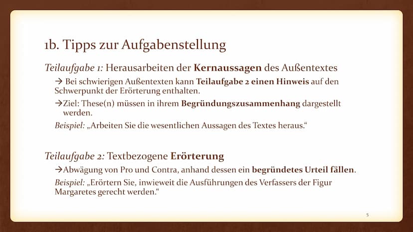 D/KS2
Erörterung eines literarischen Textes - Handout
Aufgabenstellung:
Aufgabe I Erörterung literarischer Texte
IA: Erörterung eines litera