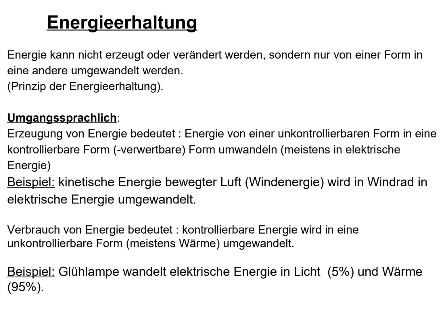 Erhaltungssätze 1. Energieerhaltungssatz Energien
Energie ist die Fähigkeit eines Körpers Arbeit zu verrichten.
Ein Körper, der arbeiten, wä