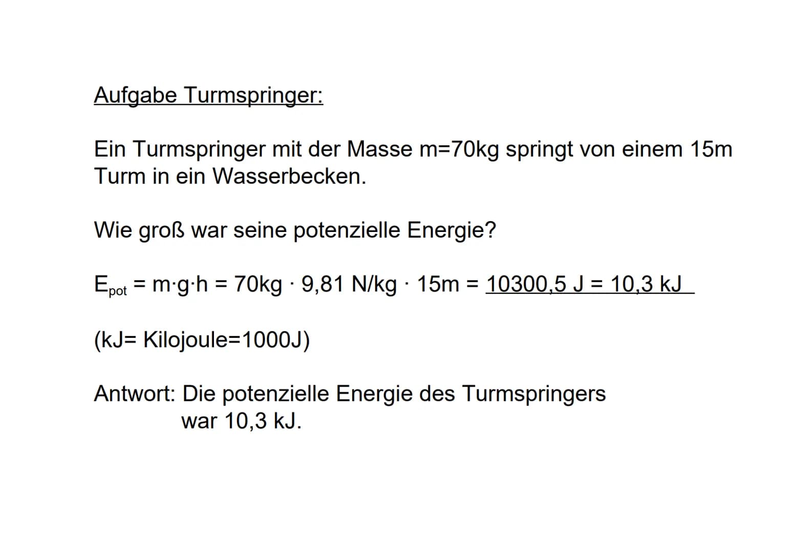 Erhaltungssätze 1. Energieerhaltungssatz Energien
Energie ist die Fähigkeit eines Körpers Arbeit zu verrichten.
Ein Körper, der arbeiten, wä